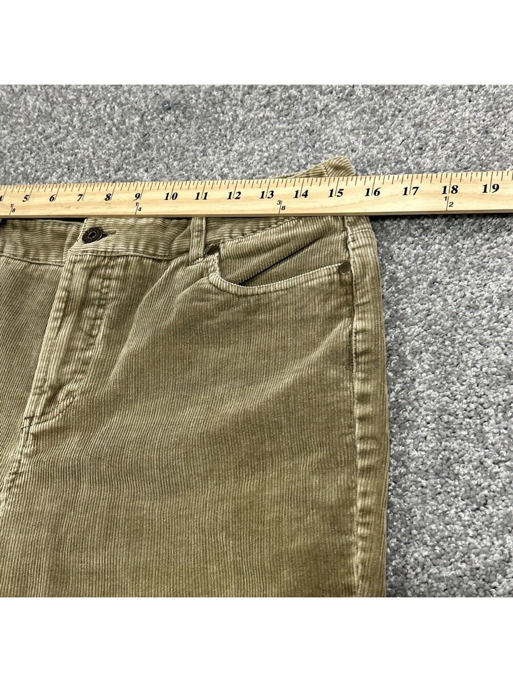 Reitmans Vintage Corduroy Pants Y2K Mid Rise Flare Green Khaki Colour - Picture 5 of 8